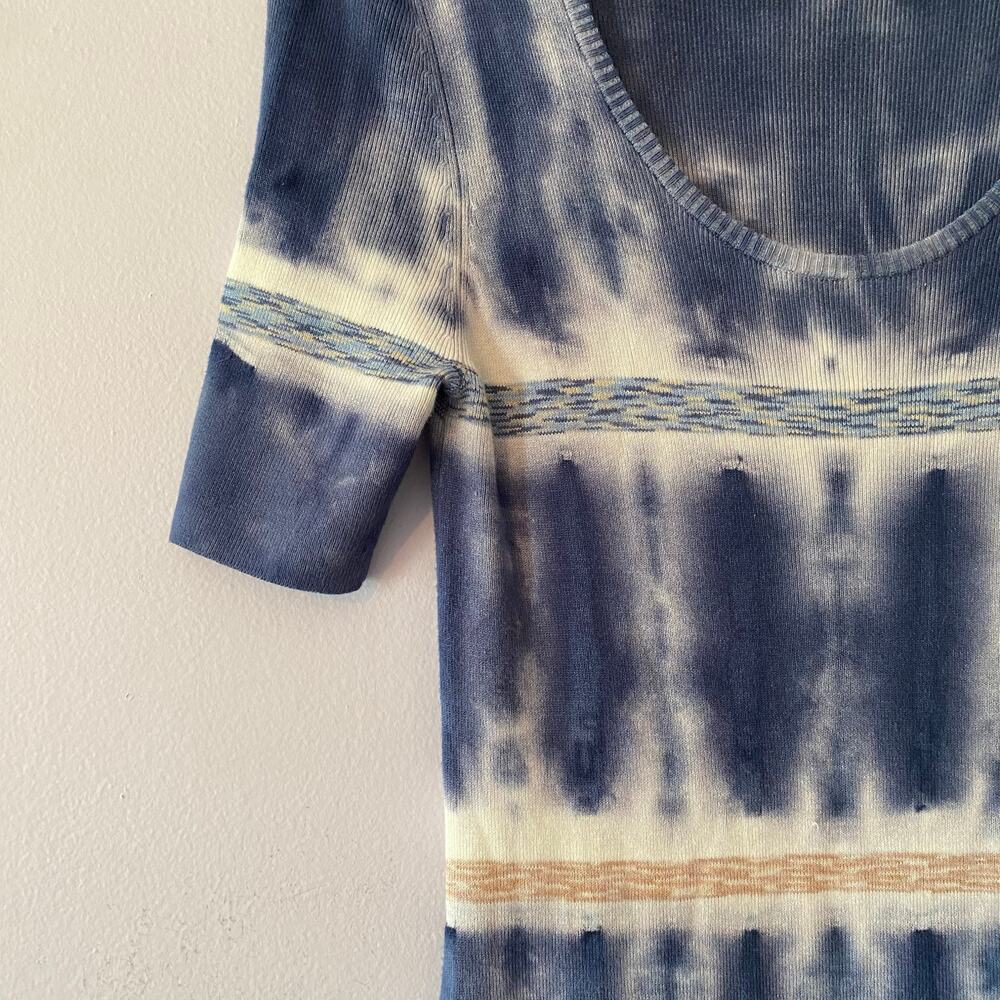 Anthropologie Blue White Kato Tie Dye Short Sleeve Midi Dress Women size Medium - Picture 4 of 12